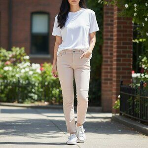 Maje‎ Skinny Pants FR 38 US 6 Blush Pink Cropped Low Rise Cotton Stretch